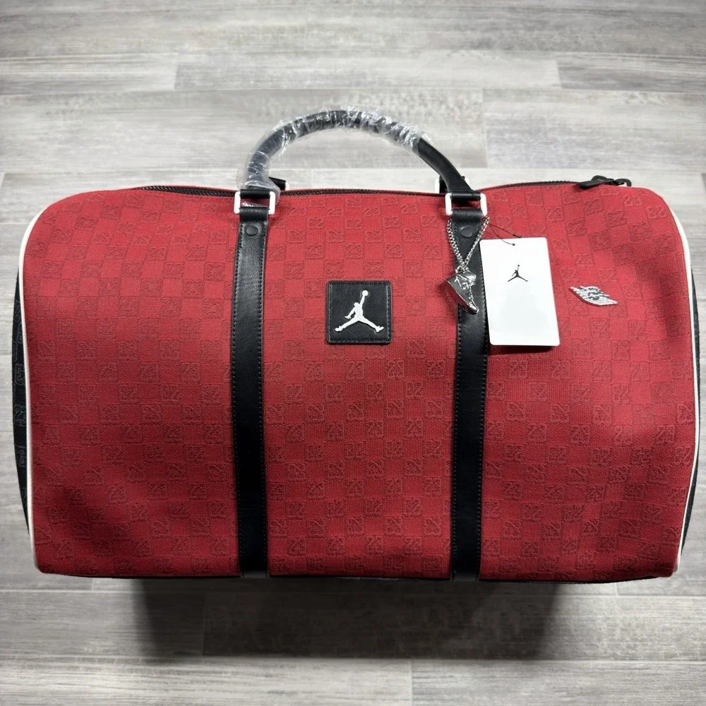 Jordan Nike Monogram Luxury Duffle Bag Varsity Red 40L Luggage Travel LM0759-H15